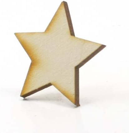 MyLittlewoodshop - PKG de 6 - estrela - 1-1/2 polegadas por 1-1/2 polegadas com pontos retos e madeira inacabada