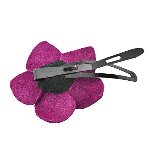 Aeravida Genuine Purple Leather Azalea Flower Barrette Hair Pinch Clip | Clipes de cabelo de flores para mulheres