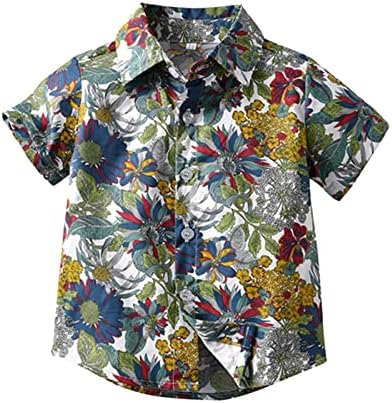 Criança infantil de verão garoto de menino roupas casuais de manga curta camiseta floral camisa de praia tops