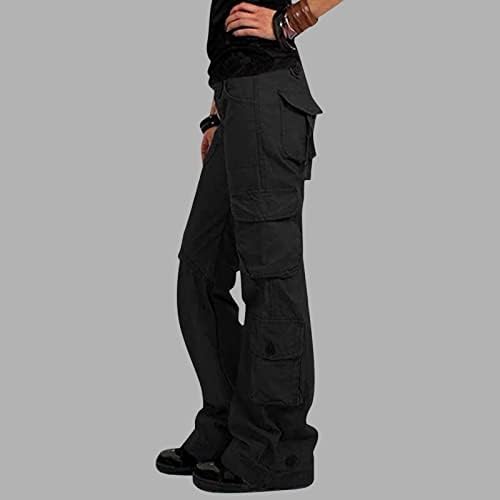 Calça de carga Zlovhe Mulheres Cintura alta, calças de carga folgada feminina com bolsos calças de pernas largas