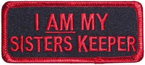 Leather Supreme I Am My Sisters Keeper Red Bordered Biker Patch -Red -small