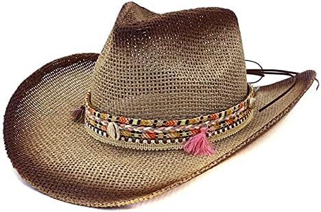 Capéu de palha masculino ocidental Outback de cowboy chapéu de cowboy feminino baseball beisebol