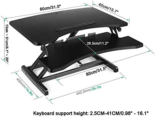 Sente -se mesa de suporte, conversor de mesa em pé, altura ajustável na mesa de computador se encaixa