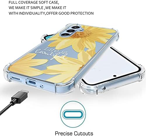 Osophter para Samsung Galaxy A54 5G Case Girls Mulheres Flor Floral Com 2pcs Protetor de tela Choque-Absorção