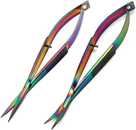 Pacote ODONTOMED2011 de 2 peças Multi Rainbow Color Micro Spring Bordado Scissors Start Scissors 4,5 Detenidade