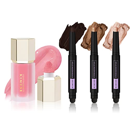 Kimuse Soft Cream blush blush para bochechas e 3pcs Creme Shimmer Shimhadow Stick Set