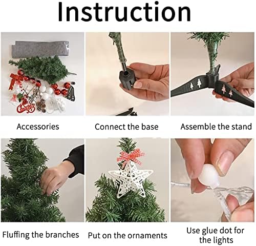Árvore de Natal de Newluna Desktop para Office Decors Diy 17,7 /45cm Tree Artificial Pine com ornamentos