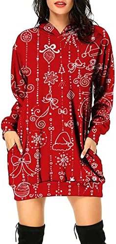 Vestido de flare de estampa de natal para mulheres vestidos de manga longa vestidos casuais de festa