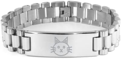Gatinho de gato mínimo - Bling escada de pulseira de aço inoxidável, animal de estimação fofo, gatinho,