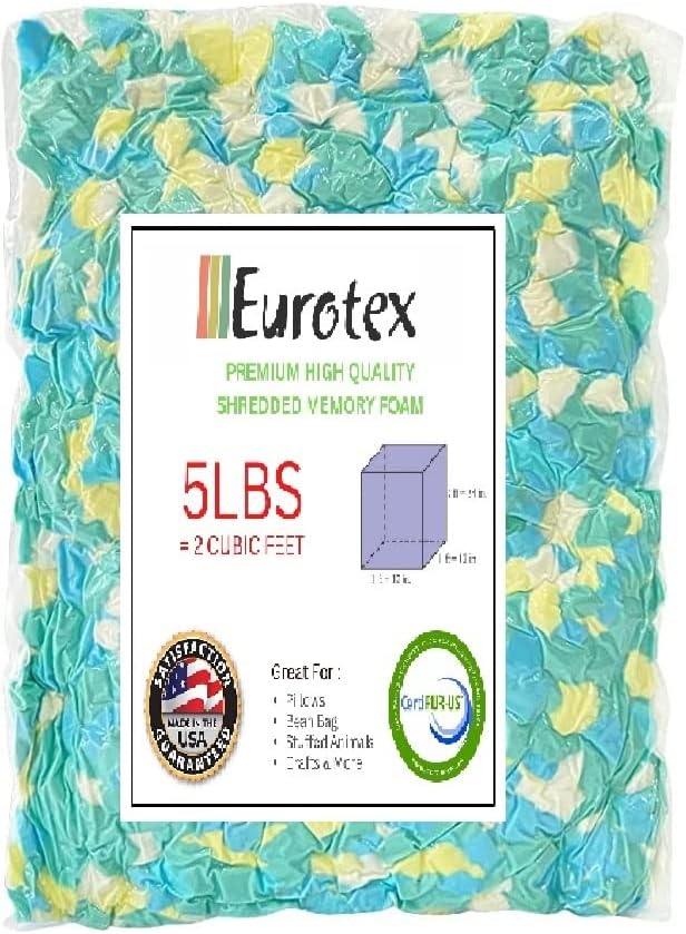 Filler de saco de feijão Eurotex com preenchimento de espuma de memória desfiado - material de