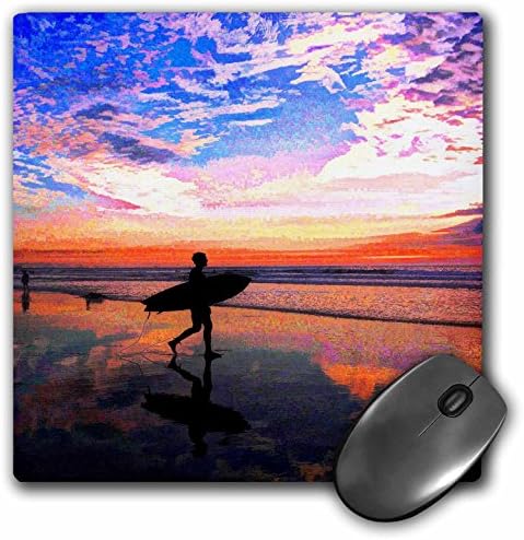 3drose LLC 8 x 8 x 0,25 polegadas mouse blide, surfando na praia ao pôr do sol saindo para a última onda