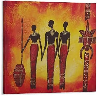 Abstract Black Feminino Pintura Arte obra Africana Retro Painting Poster Decoração de tela Pintura