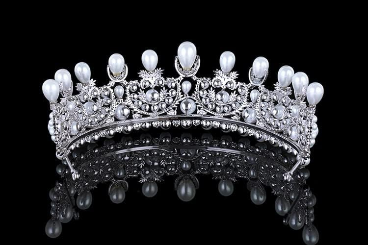 A Imperatriz Eugenie Pearls Tiara, Tiara Pearl Diadem da França para Casamento, Acessórios para