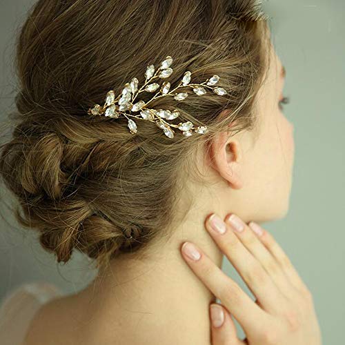 Yertter Vintage Bride Hair Hair Peach Acessórios para noivas pente de cabelo de noiva para mulheres