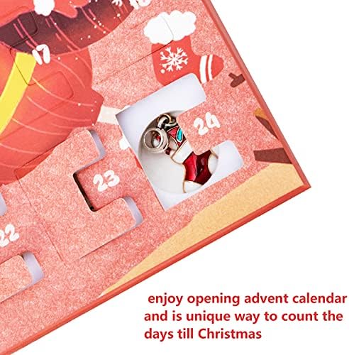Sunolga Christmas Advent Calendar 2022, calendário de contagem regressiva para festa de Natal, Charms DIY