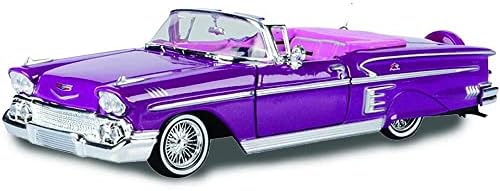 Carros de brinquedo 1958 Chevy Impala conversível Lowrider Purple Metallic com interior rosa Get Série