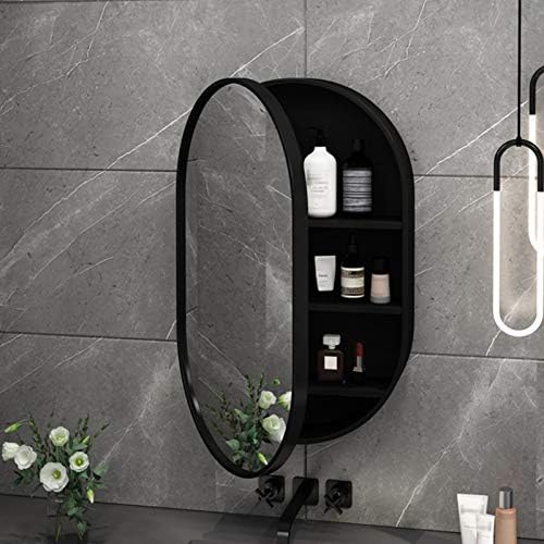 Razzum Mirror Oval LED Cabinete de espelho iluminado, armário de remédios para banheiro montado na parede,