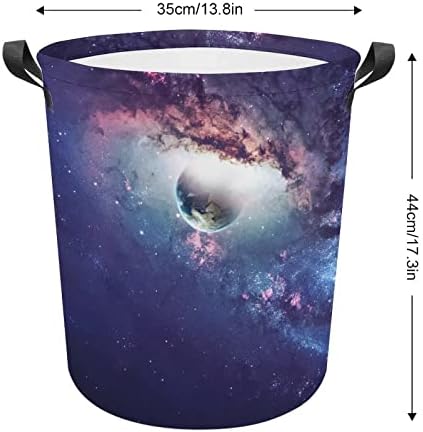 Cesta de lavanderia do Universo e Planets com alças Round Round Round Collapsible Laundry Horper Storage