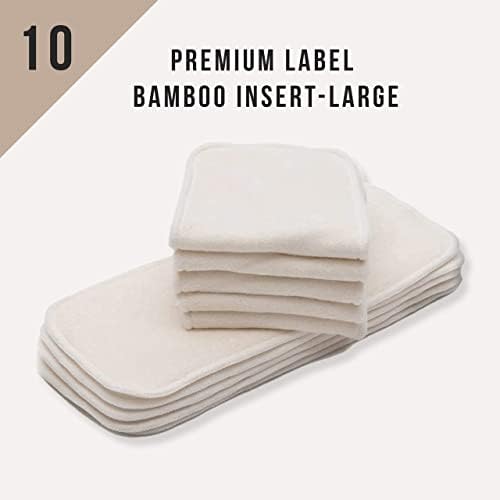 Rótulo premium de bebê Kawaii Bamboo Inserção de fraldas de pano, bambu de 5 camadas, almofadas de imersão lavável