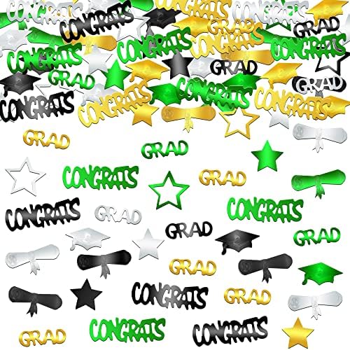 Confetti de graduação Katchon, verde e dourado 2023 - pacote de 1000 | Green Parabéns graduados Confetti 2023