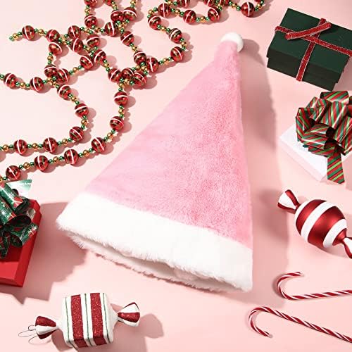 9 peças chapéu de natal rosa e branco Xmas Papai Noel Cap boné rosa Pray Papai Noel Chapéus unissex Comfort chapéu de natal chapéu adulto rosa Papai Noel para férias festivas de Natal