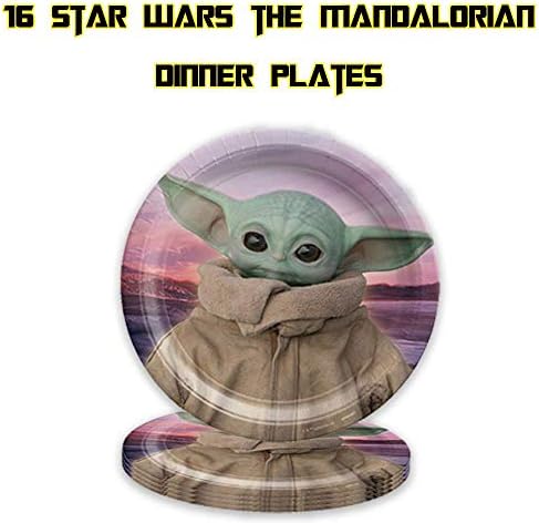 Star Wars Mandalorian The Child Birthday Party Favor Pack para 16 com pratos, xícaras, guardana