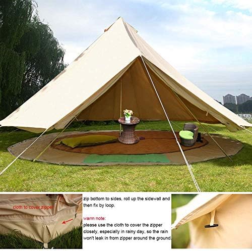 Unstrengh Grande bege de luxo de 4 temporadas Camping Cotton Canvas Bell Tenda Portas duplas Camping Hunting