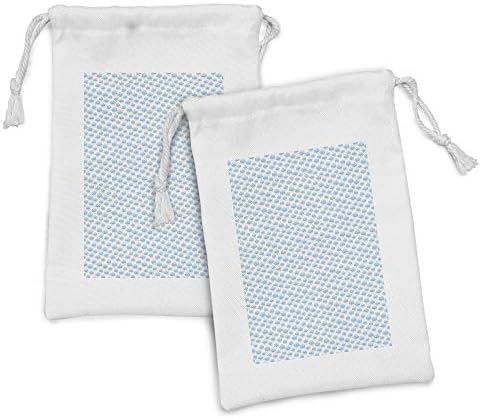 Conjunto de bolsas de tecido de desenho animado de Ambesonne de 2, padrão feliz com nuvens e gotas de chuva sorridentes,