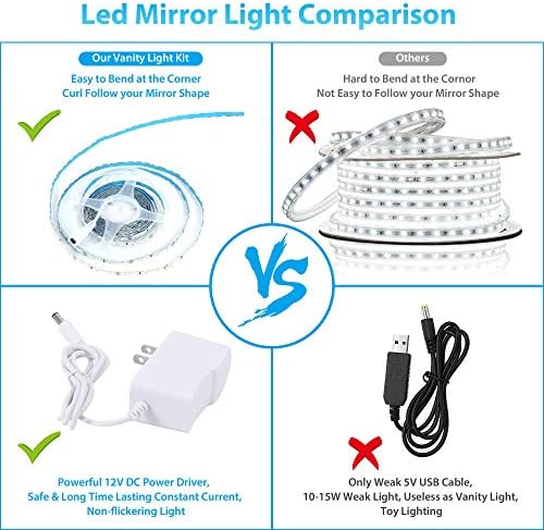 Luzes de tira LED flexíveis de 13 pés de 13 pés, kit de luzes de espelho de vaidade LED dobrável, DIY 240 LEDS