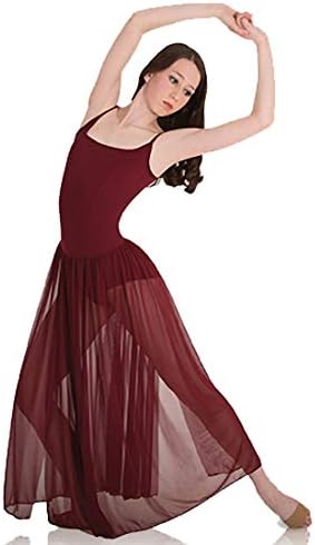 Vestido de dança longa em camisola - Borgonha feminina / xl