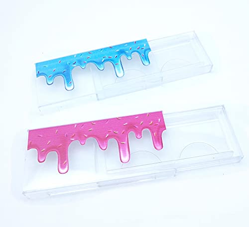 50pcs de impressão de sorvete Caixa de embalagem de cílios falsos 25mm 3D Caixas de cílios de paralisação Caixa
