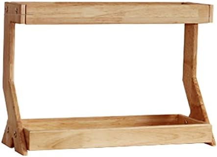 Fizzoqi Spice Rack Counter Top Top Organizer 2, madeira maciça com acabamento natural, armazenamento