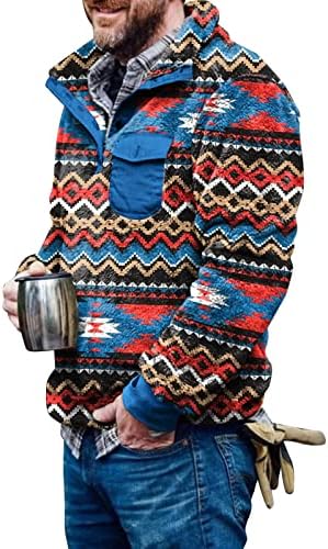 Camiscedores para homens Fleece Aztec Print Vintage Divertido Sweatters Comenda com suéter de decote em
