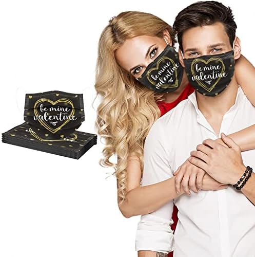STEOTA Adultos 50pc Máscaras descartáveis ​​do Dia dos Namorados, casais de ouro preto em ouro