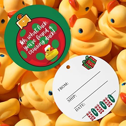 Cruzing Ducks Holiday Christmas Ornament Circle Hang Tag | 30 PK | 2,5 em tags círculos | Polka