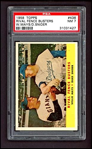 1958 Topps 436 Rival Busters Willie Mays/Duke Snider Los Angeles/São Francisco Dodgers/Giants PSA PSA