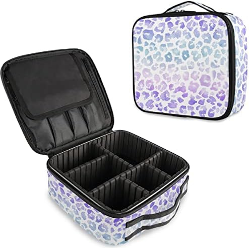 Mnsruu Mulheres Bolsa de maquiagem Leopardo Purple Tie Tye Makeup Bag Organizer Travel Saco de cosméticos