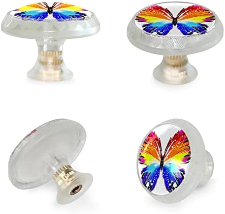 4 PCs Rainbow Color Butterfly redonda Transparente Gabinete Gaveta