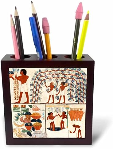 3drose antigo egípcio de arte colhendo uvas e fabricação de vinho. - titulares de caneta de ladrilhos