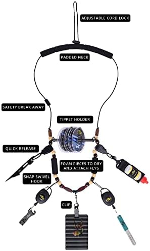 SF Fly Fishing cordão em torno do colar Black Ajuste Tool Telder com espuma de alça de pescoço