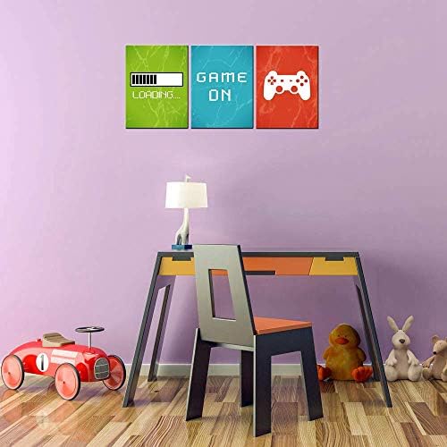 Video Game Boys Play Room Arte da parede Tela Imprimir citações com temas de jogos coloridos Obra