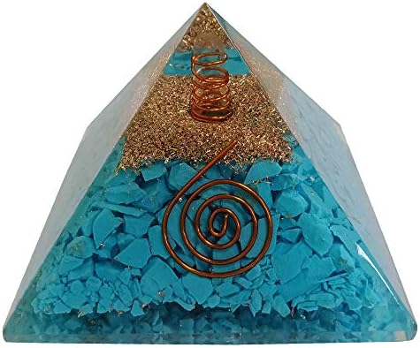 Orgono Pirâmide Grande Turquesa Cristal Gerador de Energia EMF Proteção Meditação Cura