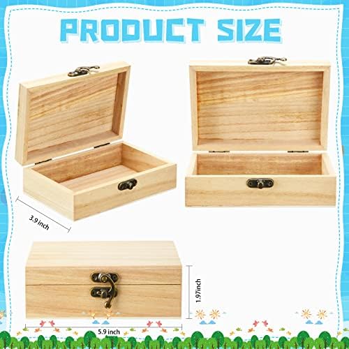 Caixa de madeira inacabada com jóias de jóias de caixa de madeira pequena de madeira de armas de madeira pequena