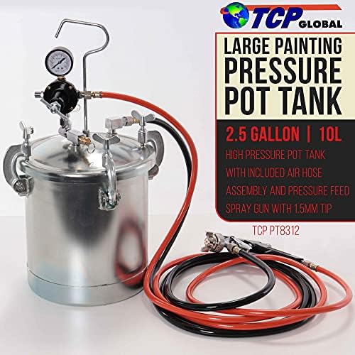 TCP Global Pressão Tanque Tanque de Tanque de Spray com 1,5 mm de bico 2-1/2 gal. Pote de pressão