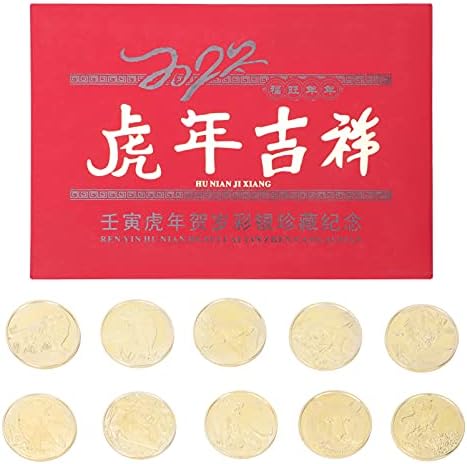 Presentes de sobrevivência PretyZoom 1 conjunto de moedas comemorativas de ouro Pedido de ouro Presente para 2022 Coleção de moedas de ano novo chinês Bênção lembrança Lucky Zodiac Gifts Gifts Gifts