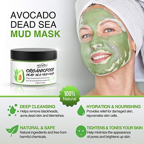 Máscara de argila Avócada Máscara de lama de lama morta máscara de chá verde de lama verde natural