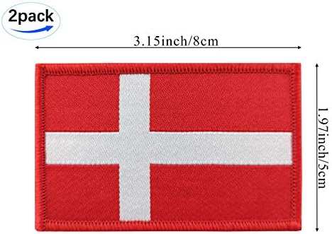 JBCD 2 pacote Dinamarca Bandeira Dinamarca Bandeiras dinamarquesas Patch de bandeira do orgulho para