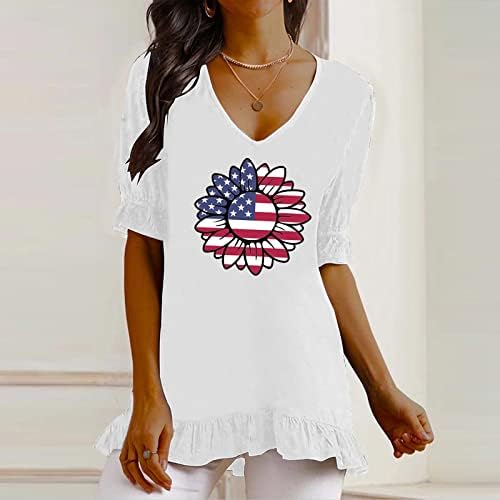Mulheres tops spandex Independence Day Summer Womens abafar