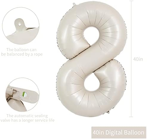 Toniful 40 polegadas creme branco grande número balão de 0 a 9 de aniversário decorações de festas,