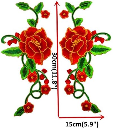 1 conjunto Peony Rose bordada manchas de flores douradas Costura Ferro em Motivo Floral Applique